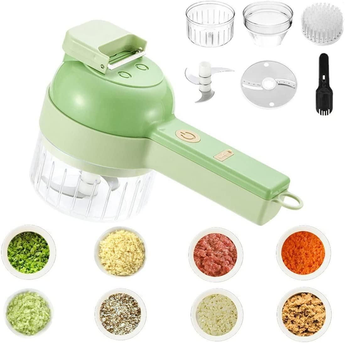 4-in-1 Portable Electric Vegetable Cutter – Slice, Chop & Blend in Seconds