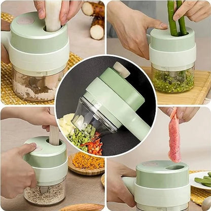 4-in-1 Portable Electric Vegetable Cutter – Slice, Chop & Blend in Seconds