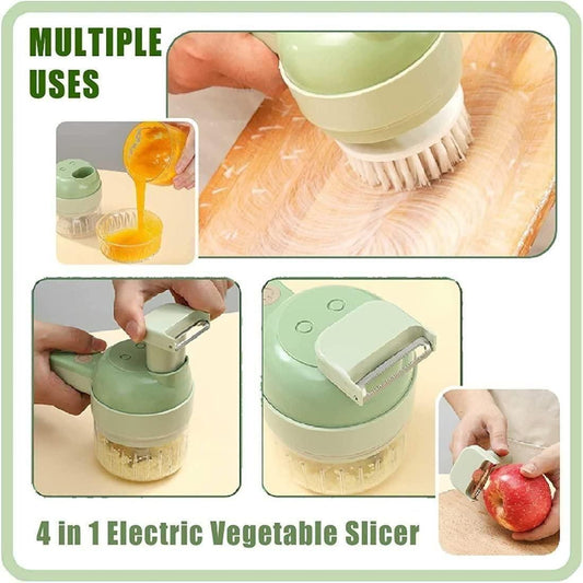 4-in-1 Portable Electric Vegetable Cutter – Slice, Chop & Blend in Seconds