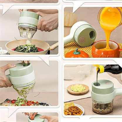 4-in-1 Portable Electric Vegetable Cutter – Slice, Chop & Blend in Seconds