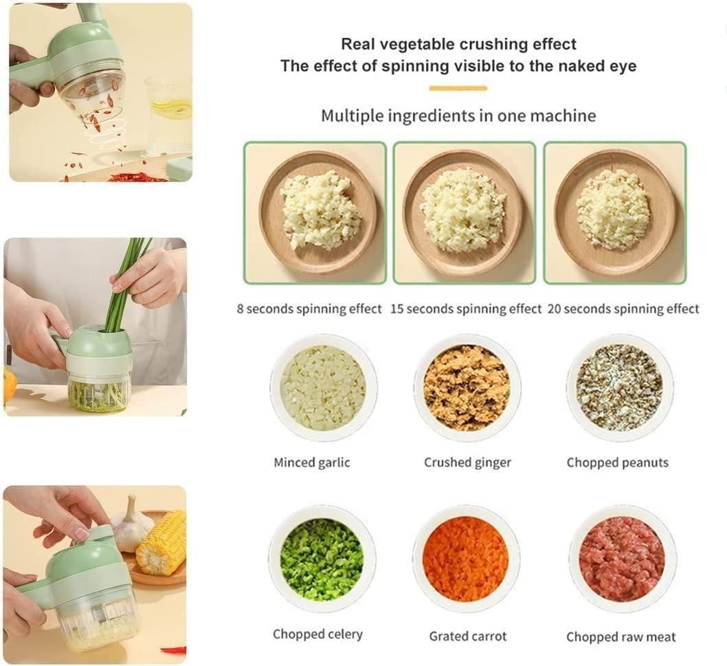 4-in-1 Portable Electric Vegetable Cutter – Slice, Chop & Blend in Seconds