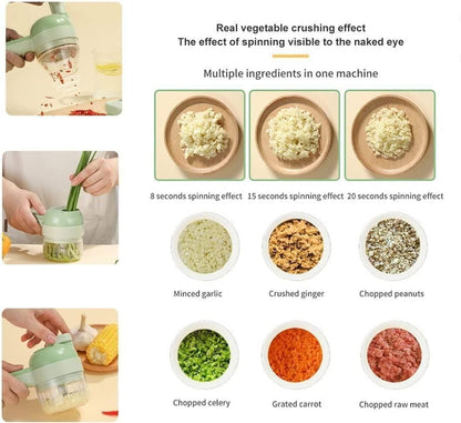 4-in-1 Portable Electric Vegetable Cutter – Slice, Chop & Blend in Seconds