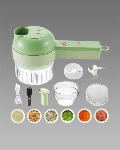 4-in-1 Portable Electric Vegetable Cutter – Slice, Chop & Blend in Seconds