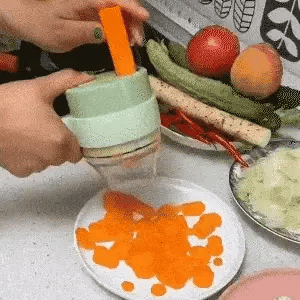 4-in-1 Portable Electric Vegetable Cutter – Slice, Chop & Blend in Seconds