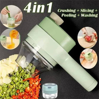 4-in-1 Portable Electric Vegetable Cutter – Slice, Chop & Blend in Seconds