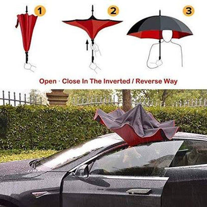 Double Layer Inverted Reversible Umbrella (Multicolor)
