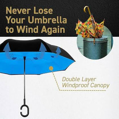 Double Layer Inverted Reversible Umbrella (Multicolor)