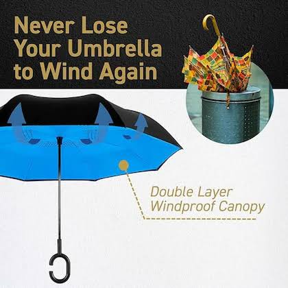 Double Layer Inverted Reversible Umbrella (Multicolor)
